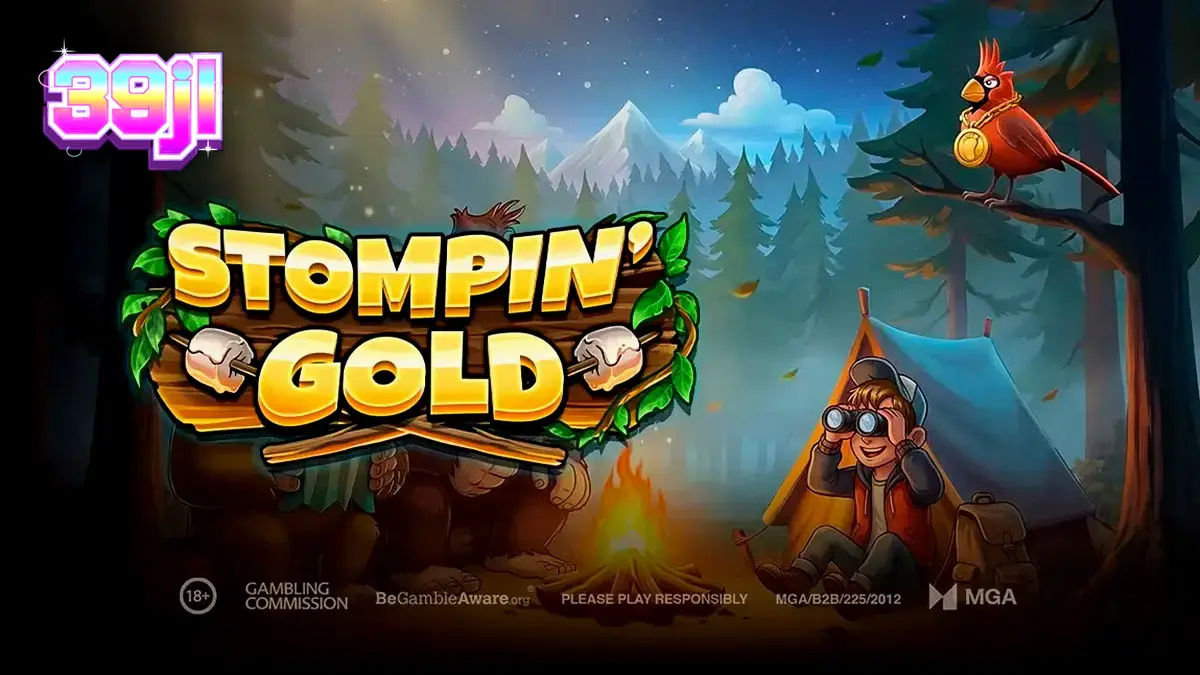 Ang makulay na interface ng Stompin' Gold slot sa isang mobile device.